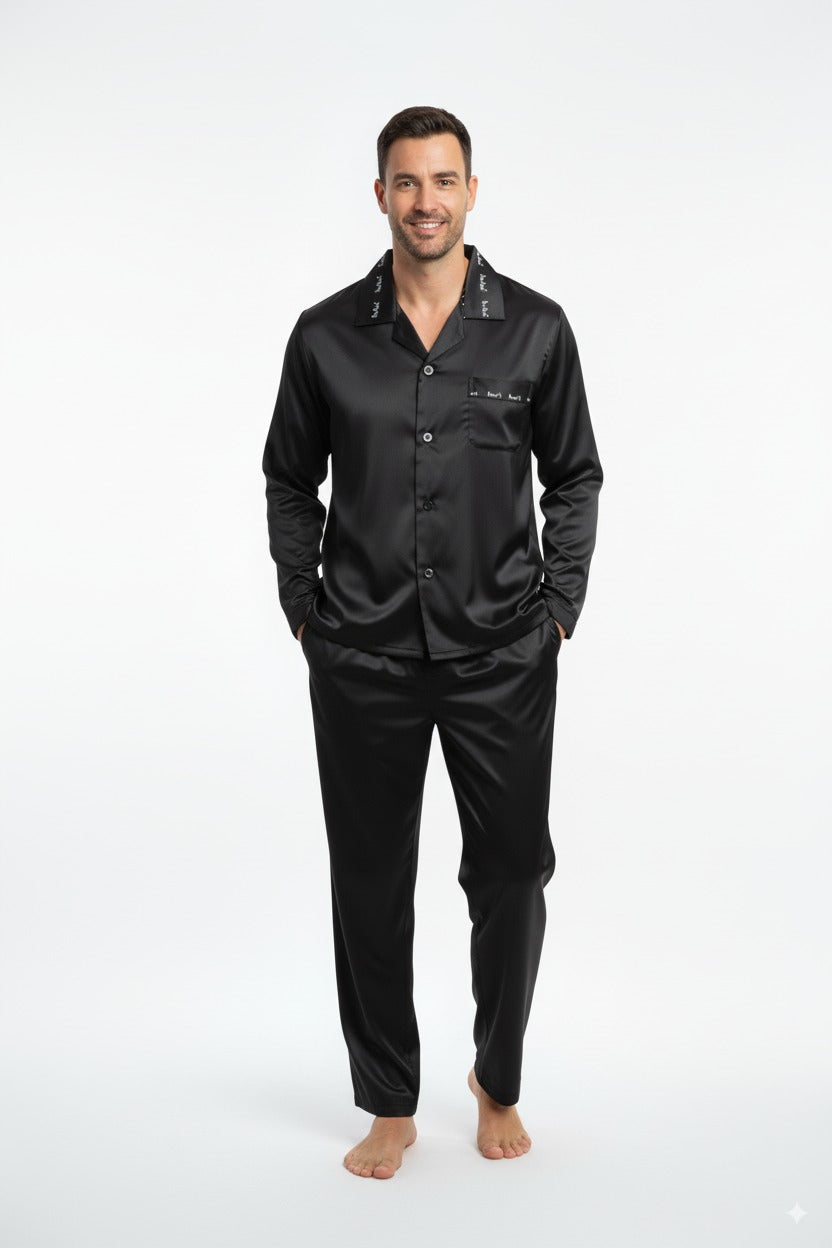 Oppland Erkek Pijama Takımı Saten Kumaş Klasik Model Cepli Rahat Tam Kalıp OPEPT26PIEROMOD92